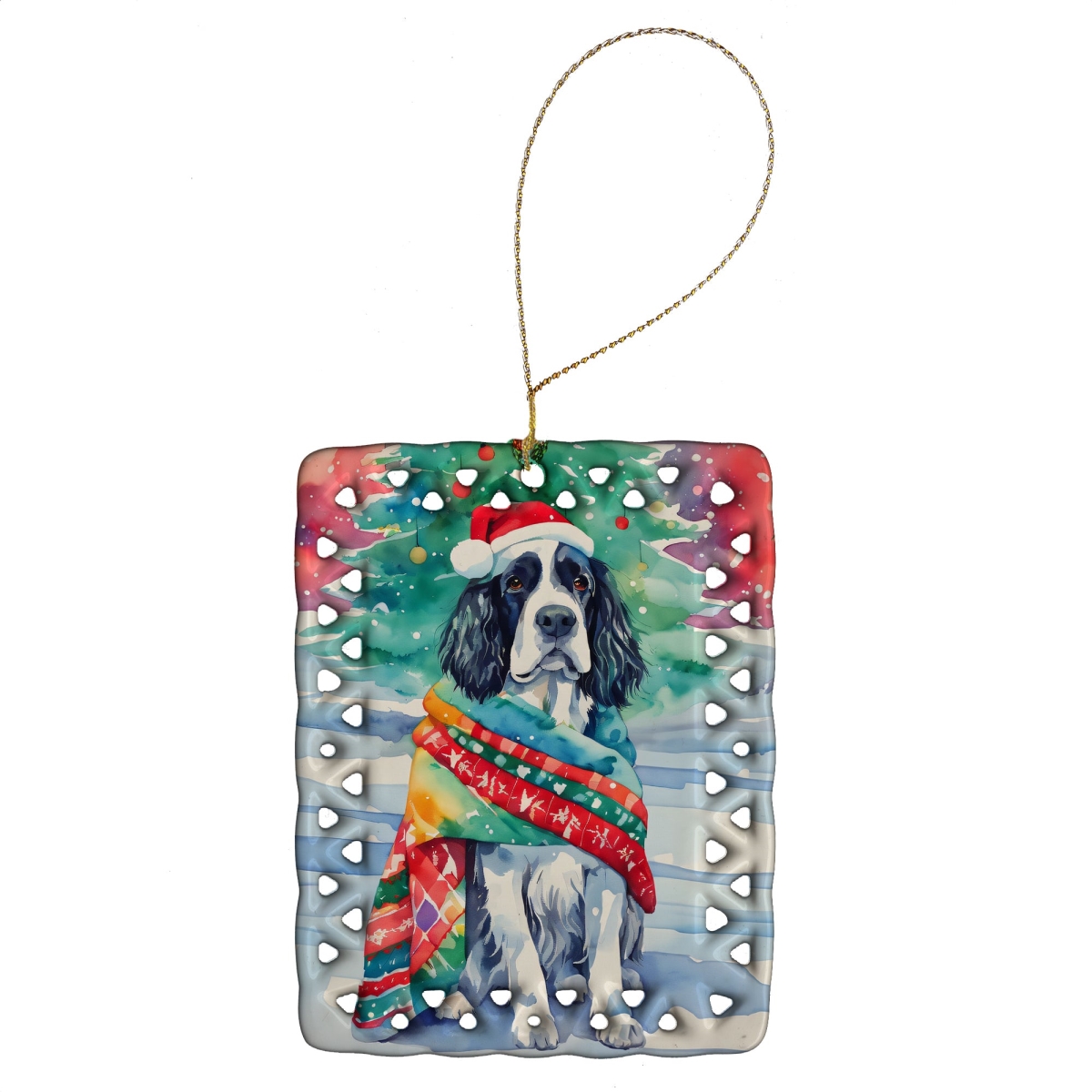 DAC3456CO2 3.4 x 2.6 in. English Springer Spaniel Christmas Porcelain Ornament