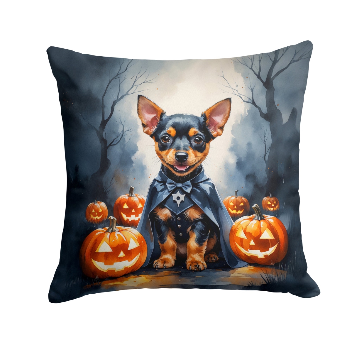 UPC 198453090379 product image for DAC8431PW1414 14 x 14 in. Miniature Pinscher Puppy Halloween Throw Pillow | upcitemdb.com