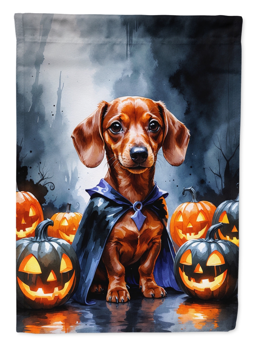 DAC8414GF 15.5 x 11.25 in. Red Dachshund Puppy Halloween Garden Flag
