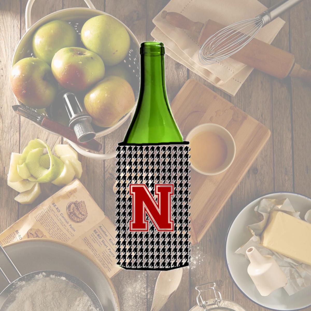Picture of Carolines Treasures CJ1021-NLITERK Houndstooth Monogram Initial N Wine Bottle  Hugger