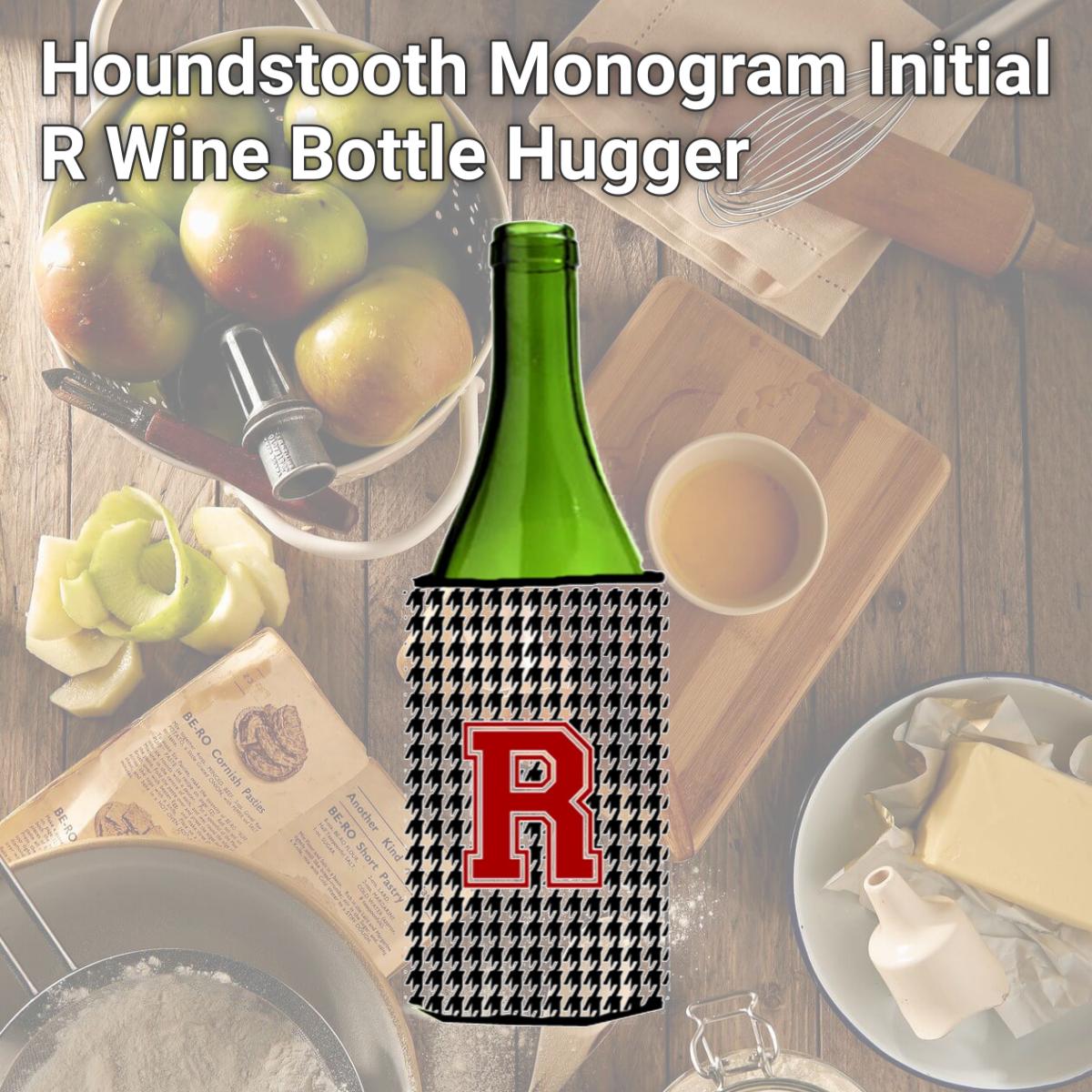 Picture of Carolines Treasures CJ1021-RLITERK Houndstooth Monogram Initial R Wine Bottle  Hugger