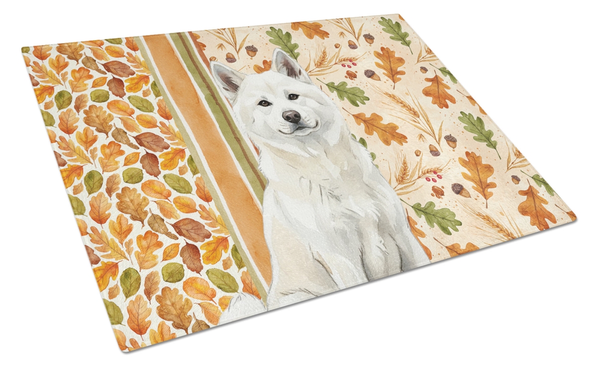 UPC 198453489630 product image for WDK7672LCB 15 x 12 in. White Akita Heirloom Fall Glass Cutting Board | upcitemdb.com