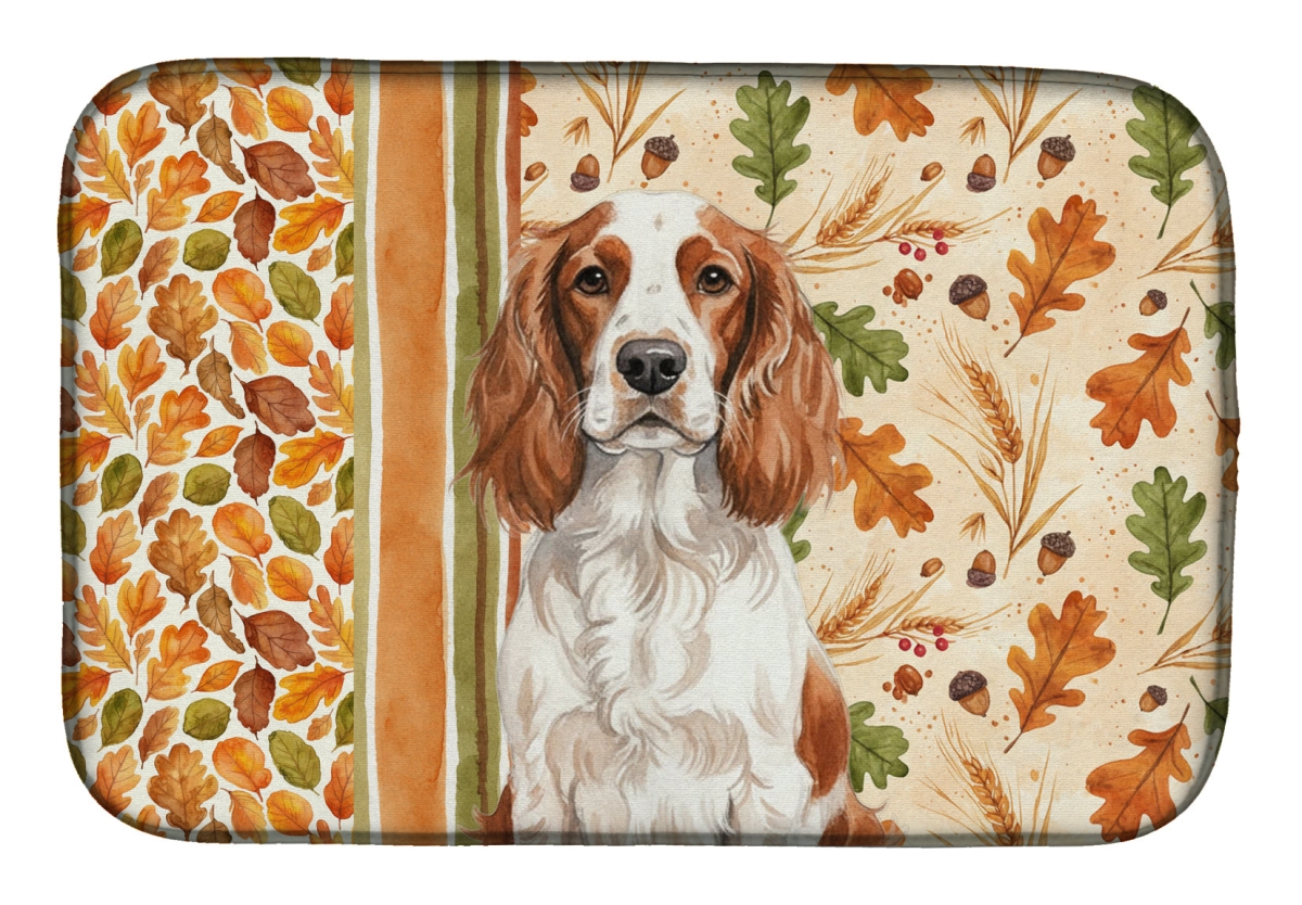 WDK8048DDM 21 x 14 in. Welsh Springer Spaniel Heirloom Fall Dish Drying Mat - Multi Color
