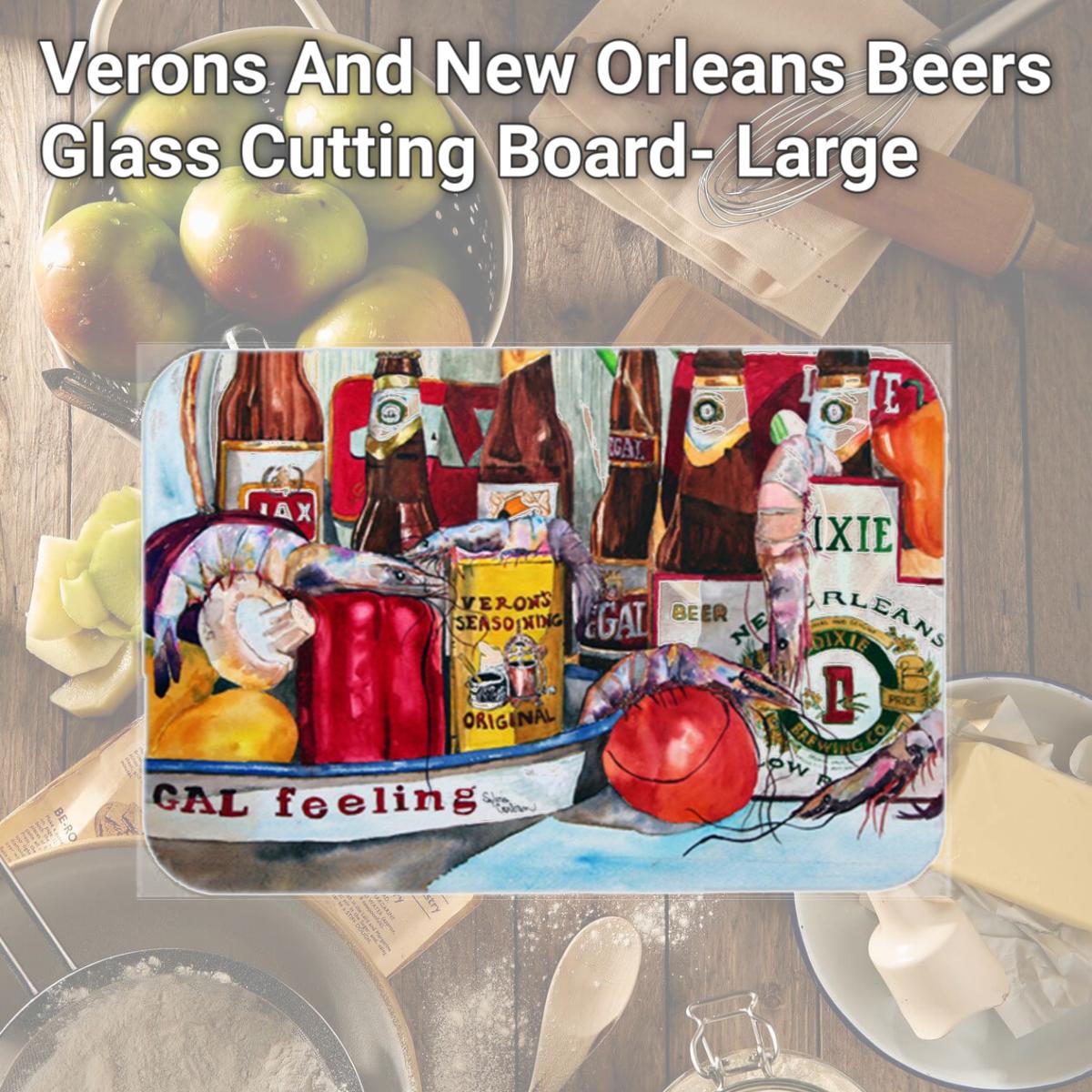 Picture of Carolines Treasures 1010LCB Verons And New Orleans Beers Glass Cutting Board- Large