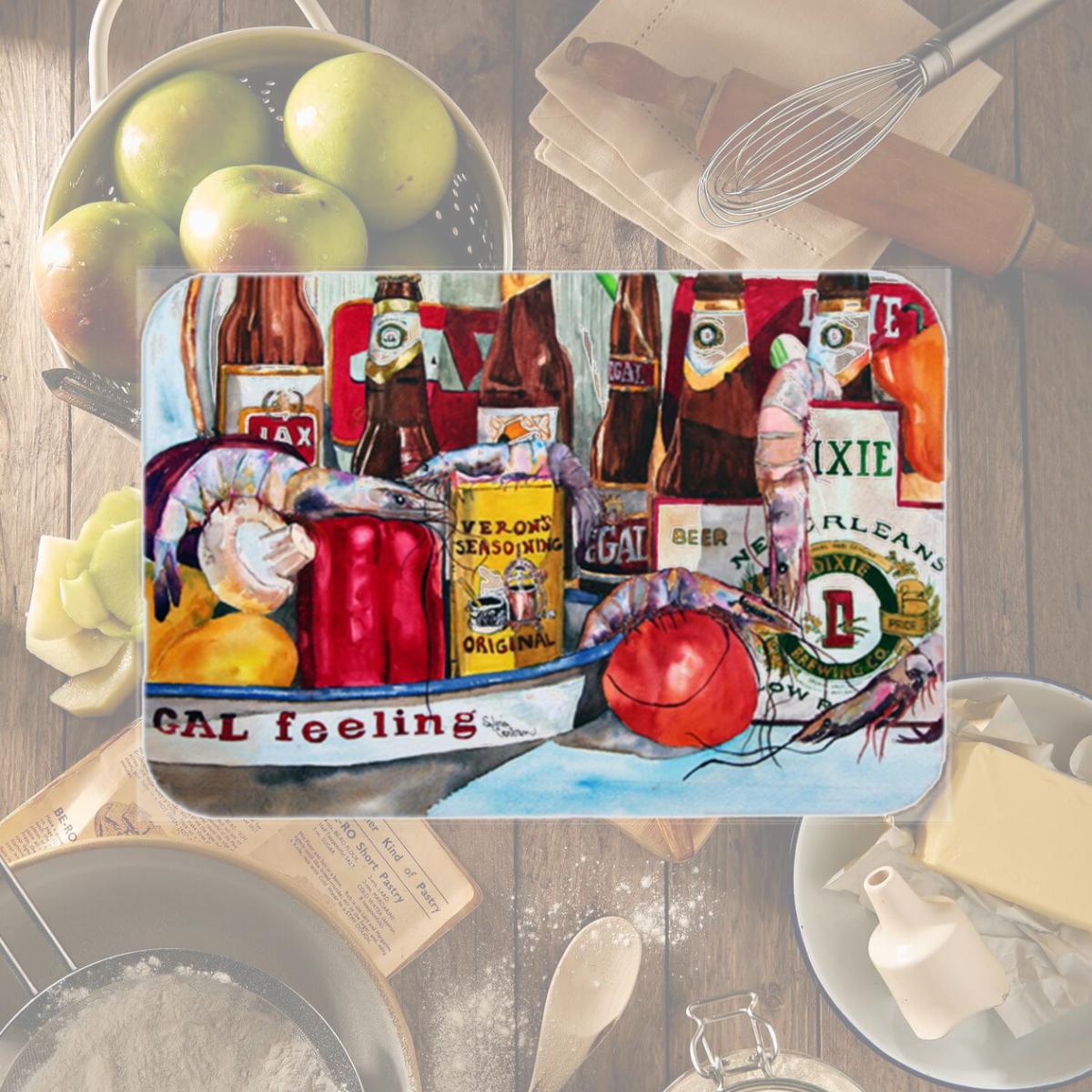 Picture of Carolines Treasures 1010LCB Verons And New Orleans Beers Glass Cutting Board- Large