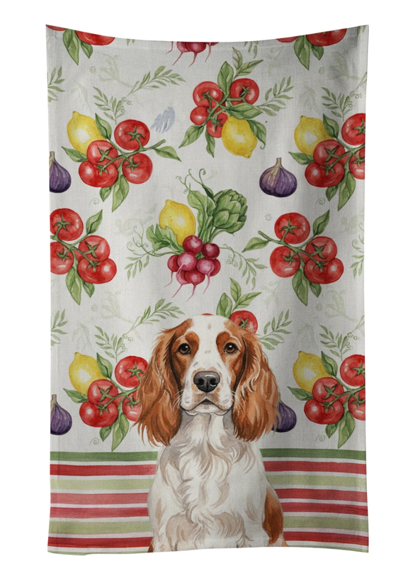 WDK8448KTWL Unisex Adult Welsh Springer Spaniel Vegetables Kitchen Towel - 25 x 15 in.