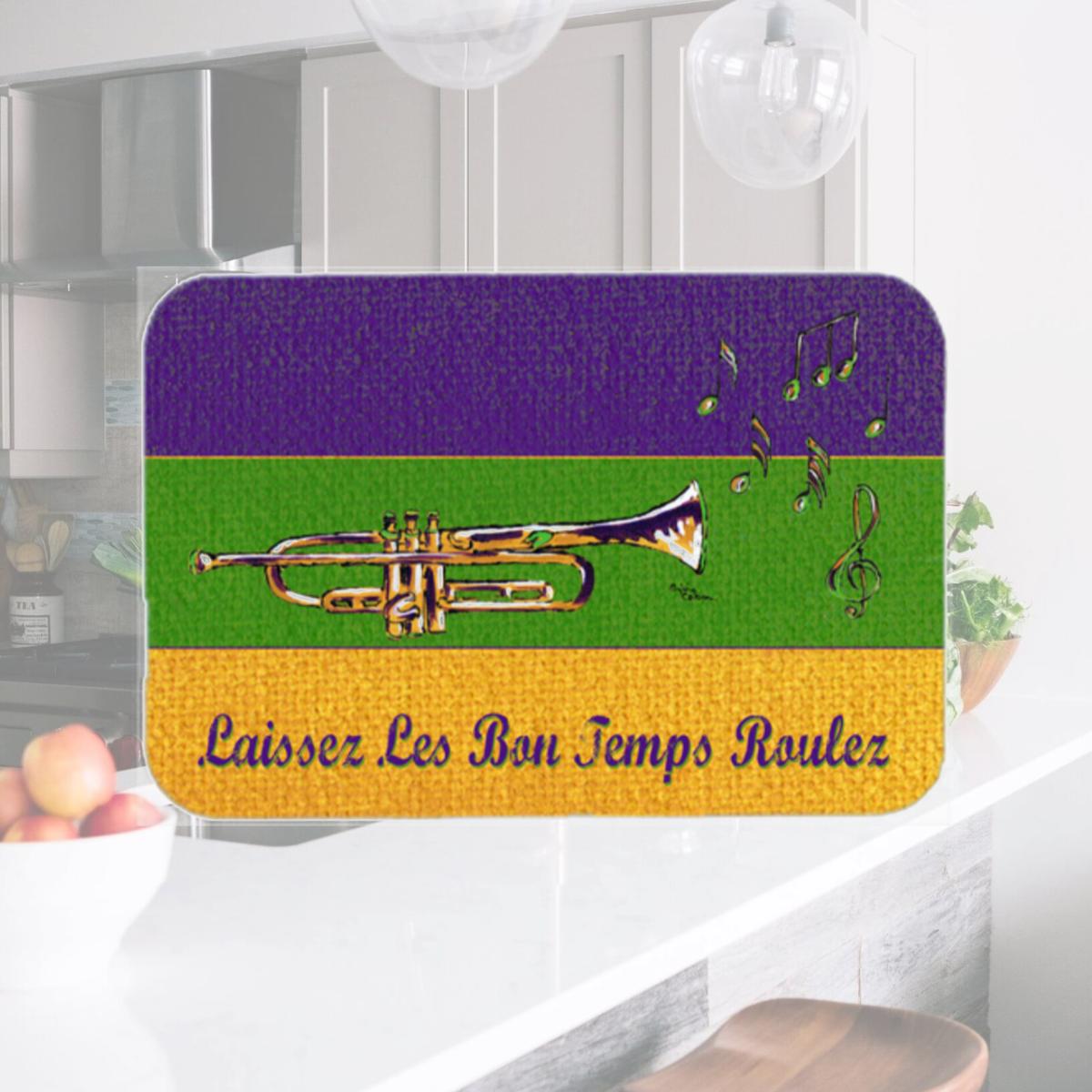 Picture of Carolines Treasures 8382LCB 15 X 12 In. Mardi Gras and Trumpet Glass Cutting Board