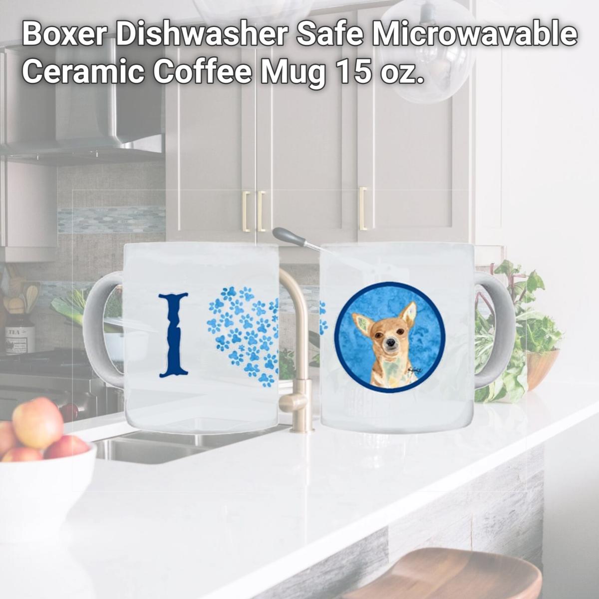 Picture of Carolines Treasures RDR3020BU-CM15 Boxer Dishwasher Safe Microwavable Ceramic Coffee Mug 15 oz.
