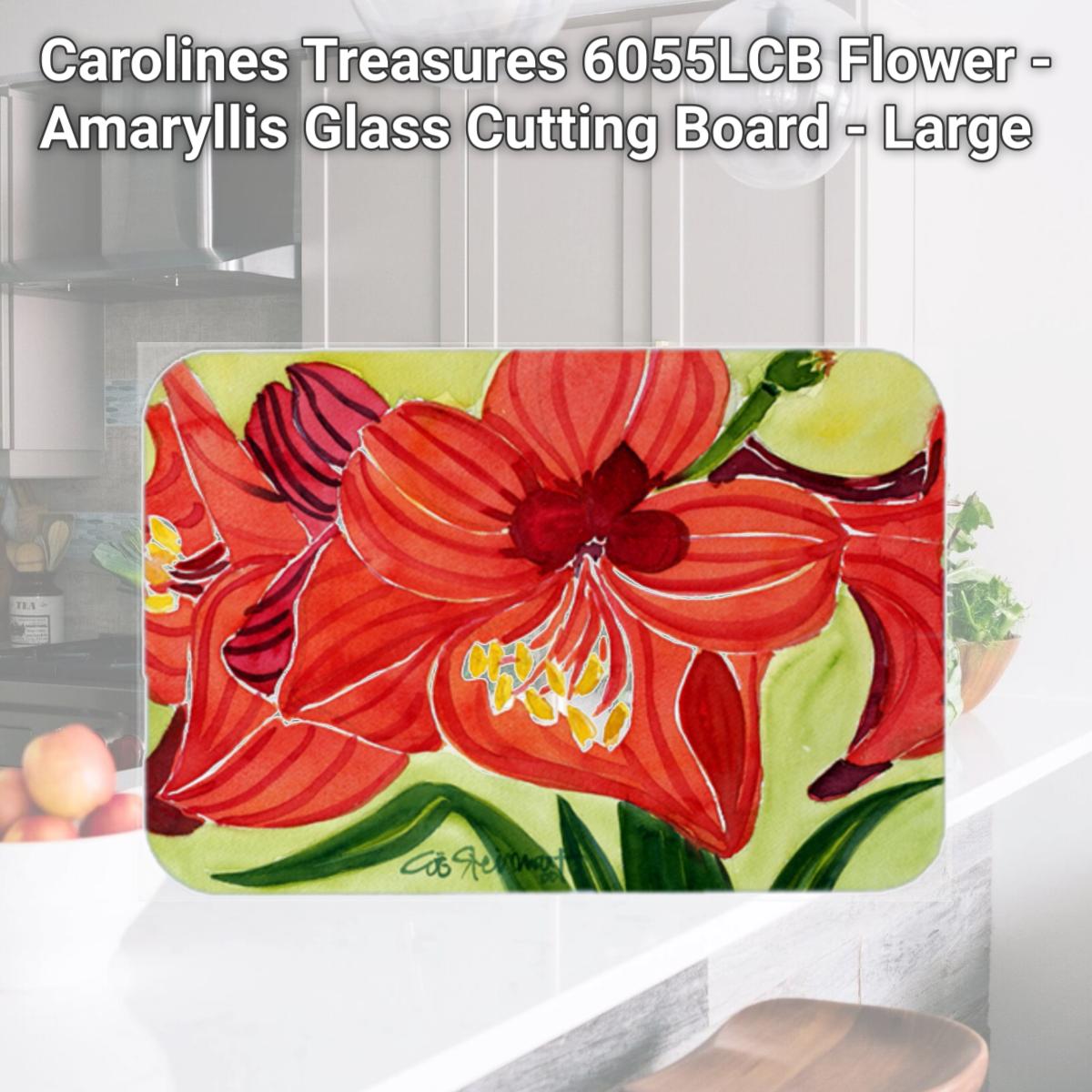 Picture of Carolines Treasures 6055LCB Flower - Amaryllis Glass Cutting Board - Large