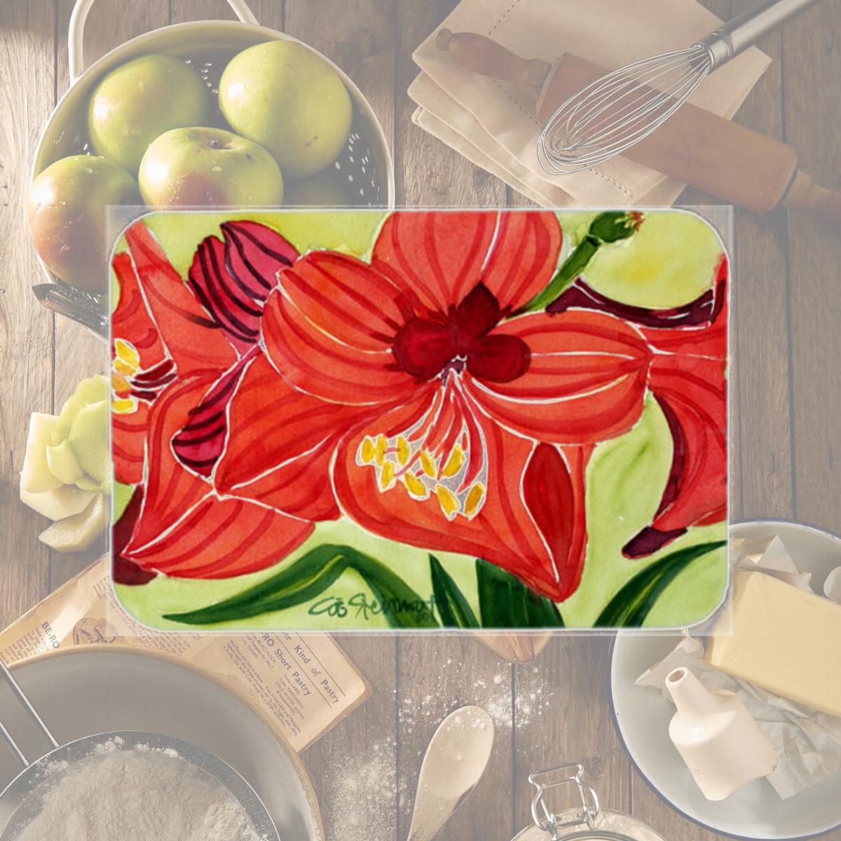 Picture of Carolines Treasures 6055LCB Flower - Amaryllis Glass Cutting Board - Large