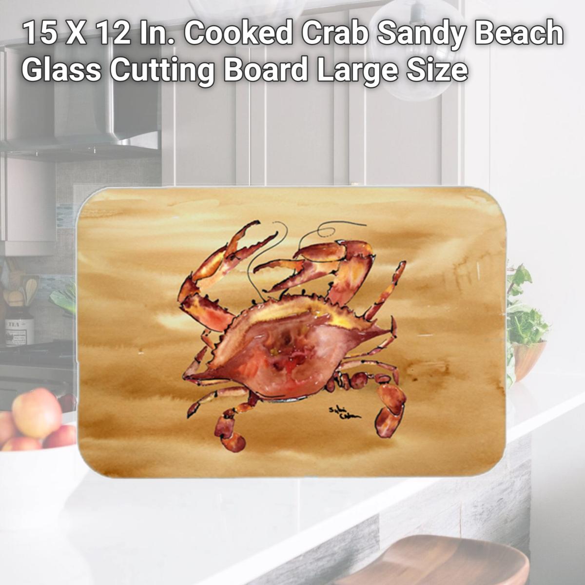Picture of Carolines Treasures 8154LCB 15 X 12 In. Cooked Crab Sandy Beach Glass Cutting Board Large Size