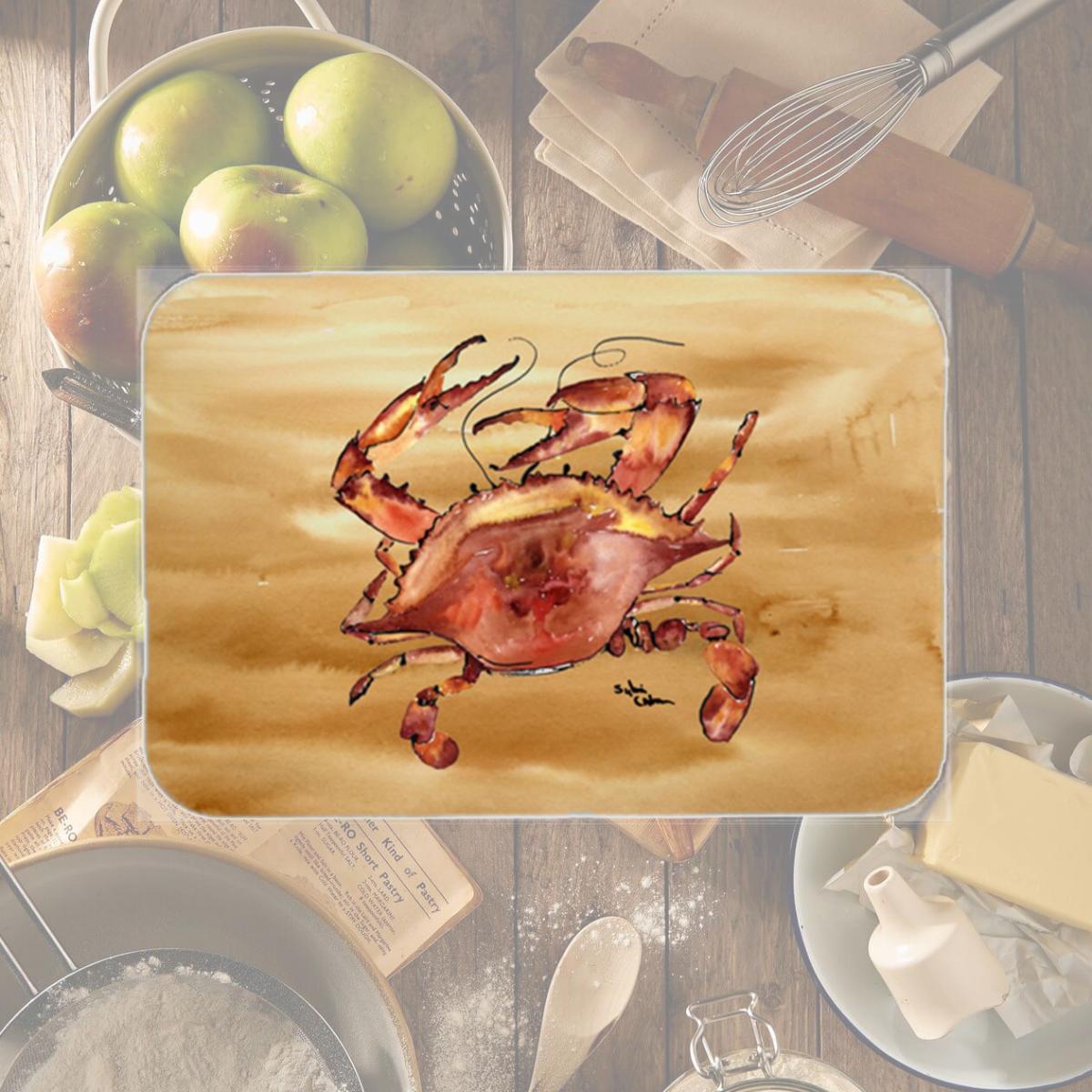 Picture of Carolines Treasures 8154LCB 15 X 12 In. Cooked Crab Sandy Beach Glass Cutting Board Large Size