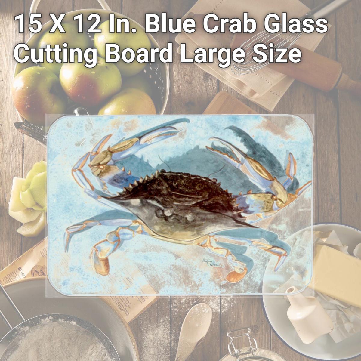 Picture of Carolines Treasures 8011LCB 15 X 12 In. Blue Crab Glass Cutting Board Large Size
