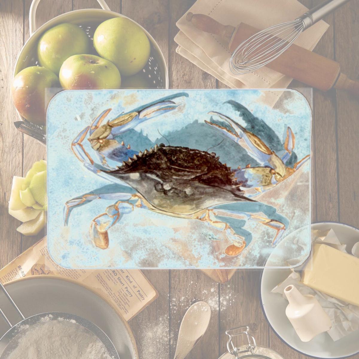 Picture of Carolines Treasures 8011LCB 15 X 12 In. Blue Crab Glass Cutting Board Large Size