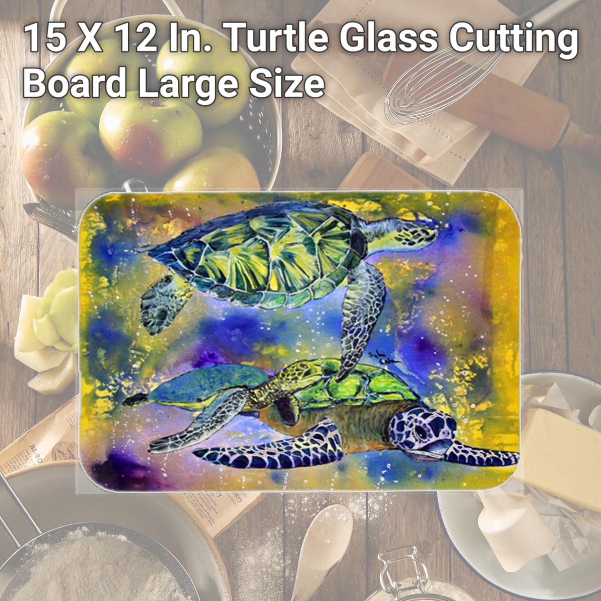 Picture of Carolines Treasures 8394LCB 15 X 12 In. Turtle Glass Cutting Board Large Size