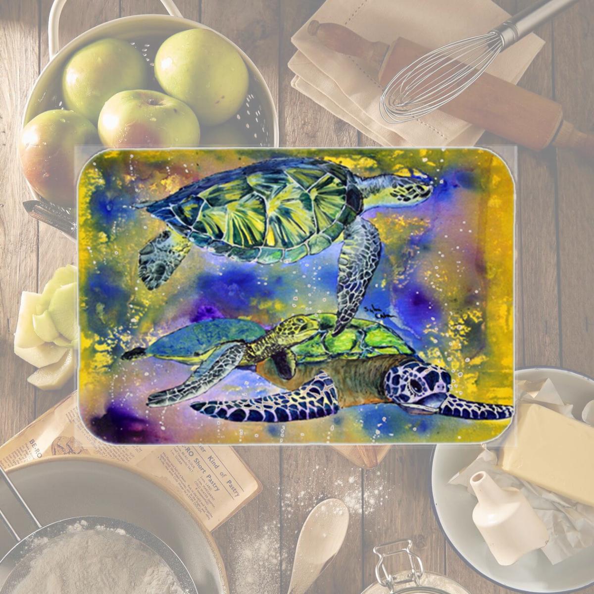 Picture of Carolines Treasures 8394LCB 15 X 12 In. Turtle Glass Cutting Board Large Size