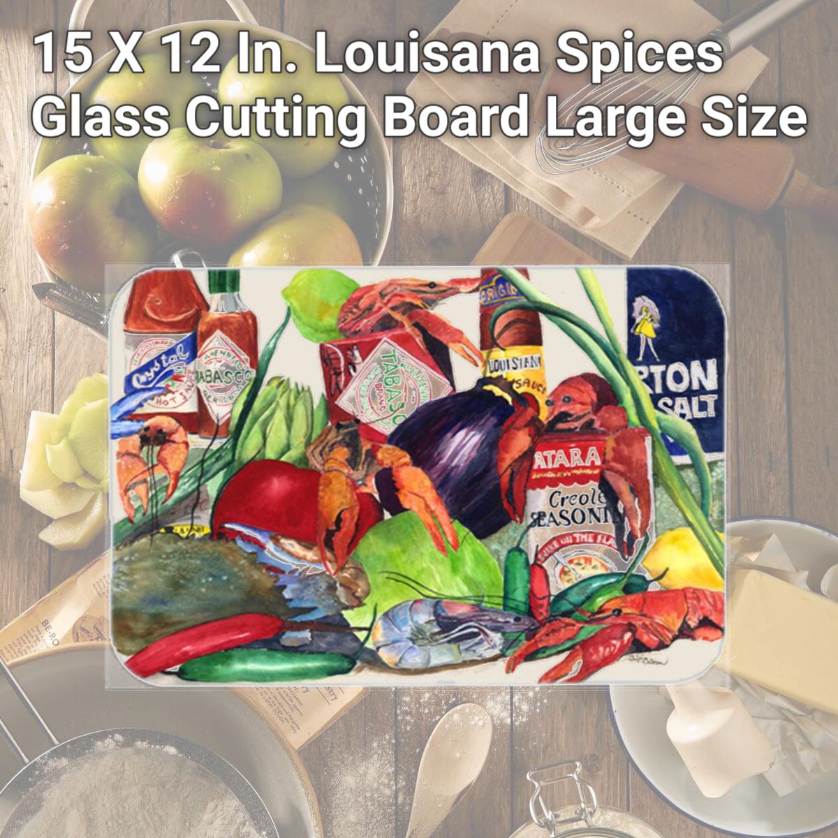 Picture of Carolines Treasures 8540LCB 15 X 12 In. Louisana Spices Glass Cutting Board Large Size