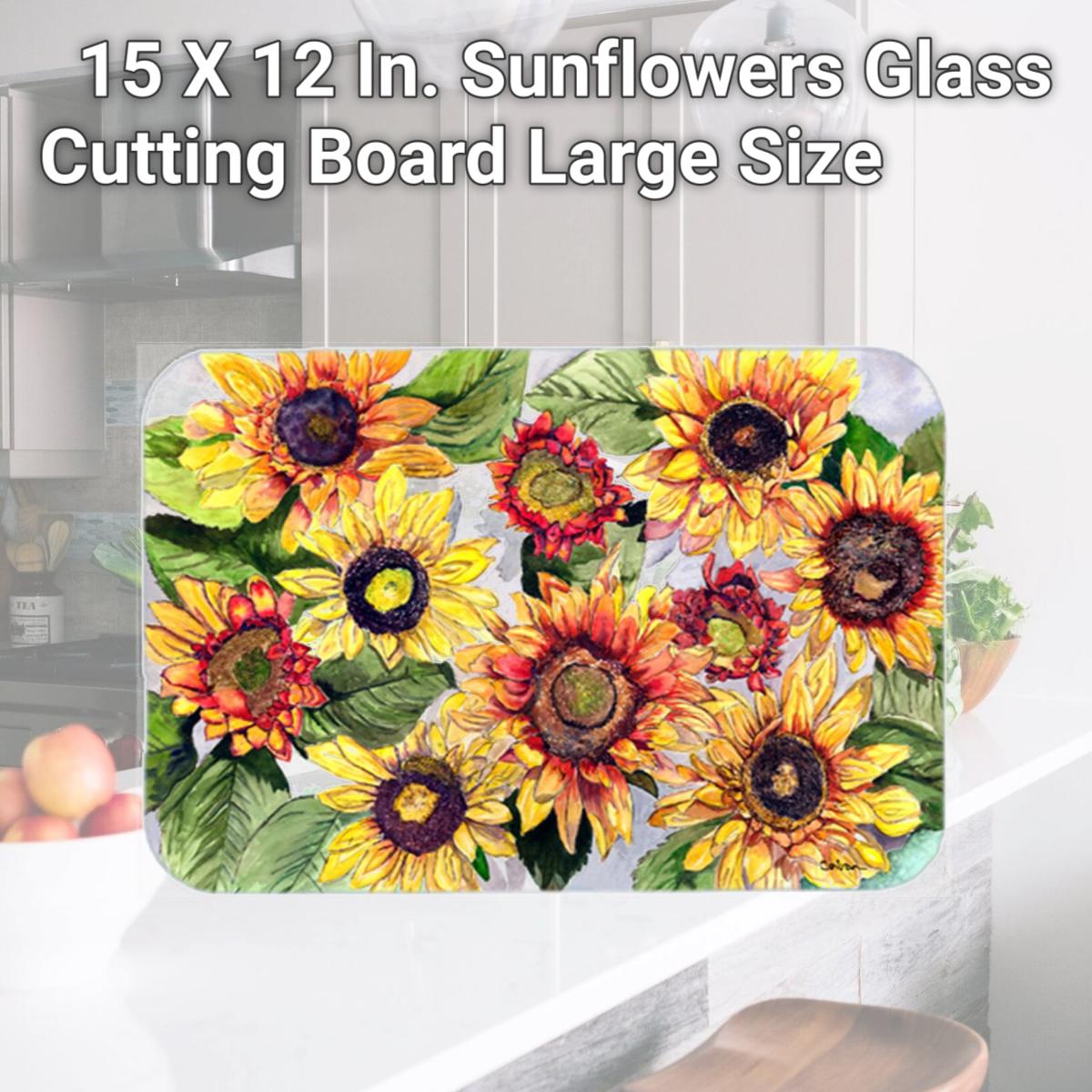 Picture of Carolines Treasures 8766LCB 15 X 12 In. Sunflowers Glass Cutting Board Large Size