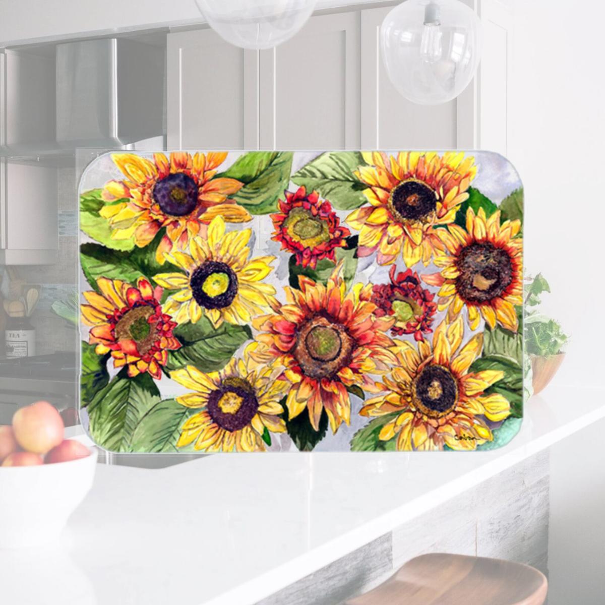 Picture of Carolines Treasures 8766LCB 15 X 12 In. Sunflowers Glass Cutting Board Large Size
