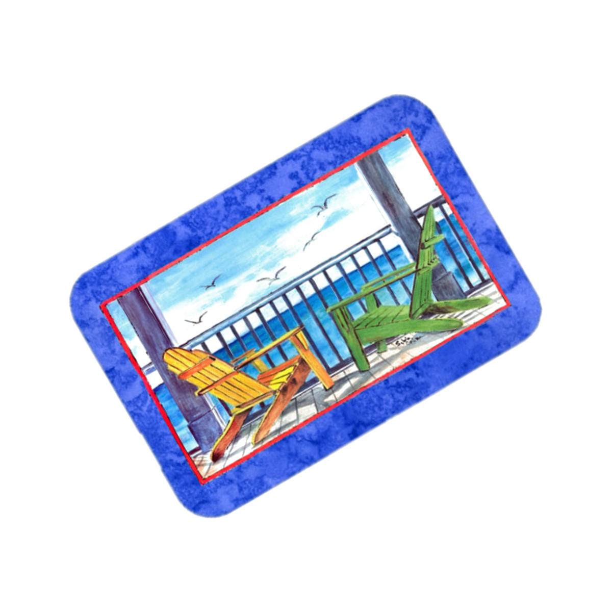 Picture of Carolines Treasures 8767LCB 15 X 12 In. Adirondack Chairs Blue Glass Cutting Board Large Size