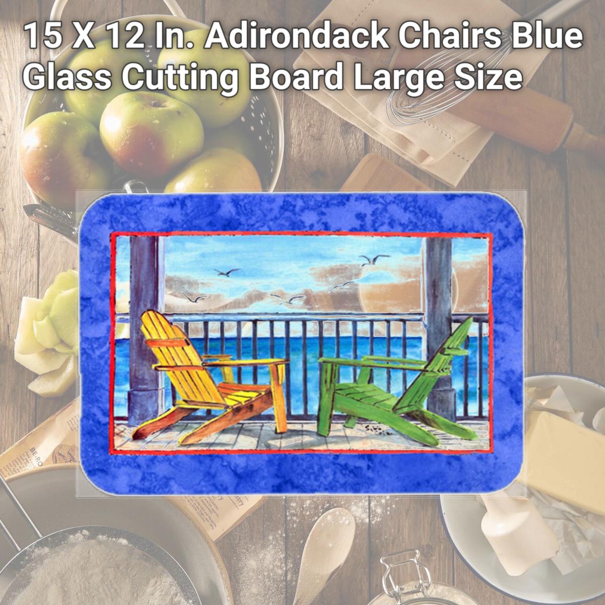 Picture of Carolines Treasures 8767LCB 15 X 12 In. Adirondack Chairs Blue Glass Cutting Board Large Size
