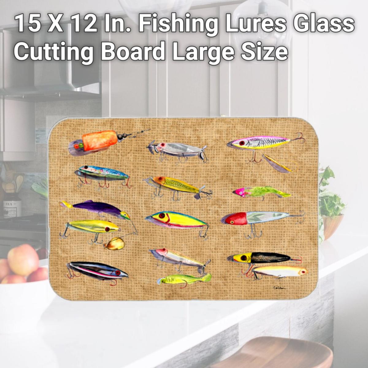 Picture of Carolines Treasures 8796LCB 15 X 12 In. Fishing Lures Glass Cutting Board Large Size