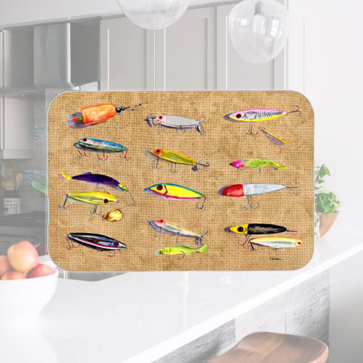 Picture of Carolines Treasures 8796LCB 15 X 12 In. Fishing Lures Glass Cutting Board Large Size