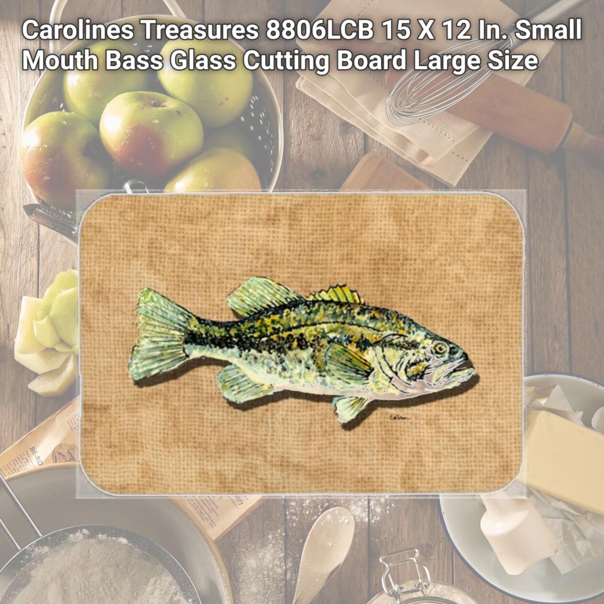 Picture of Carolines Treasures 8806LCB 15 X 12 In. Small Mouth Bass Glass Cutting Board Large Size