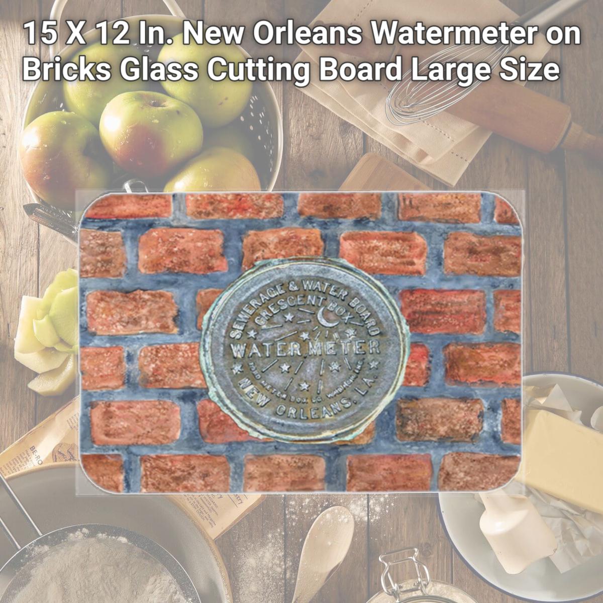 Picture of Carolines Treasures 8829LCB 15 X 12 In. New Orleans Watermeter on Bricks Glass Cutting Board Large Size
