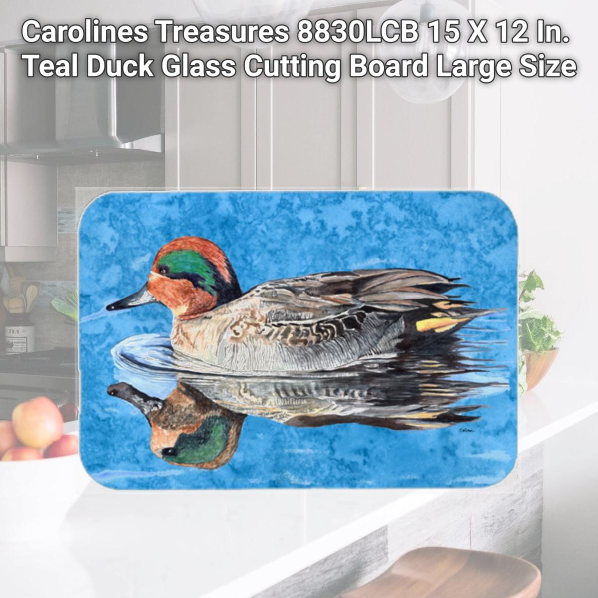 Picture of Carolines Treasures 8830LCB 15 X 12 In. Teal Duck Glass Cutting Board Large Size