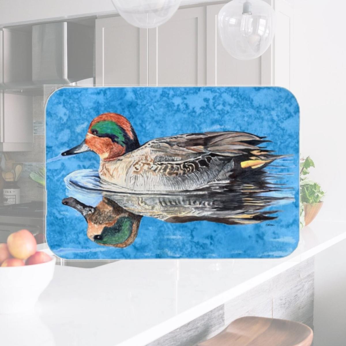 Picture of Carolines Treasures 8830LCB 15 X 12 In. Teal Duck Glass Cutting Board Large Size
