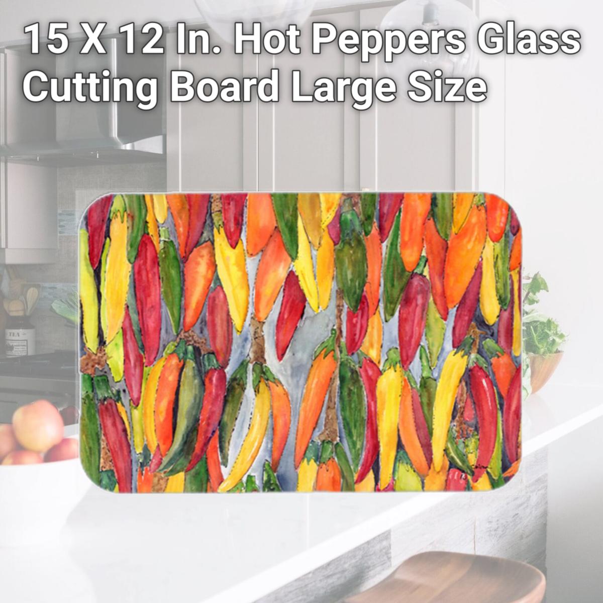 Picture of Carolines Treasures 8893LCB 15 X 12 In. Hot Peppers Glass Cutting Board Large Size