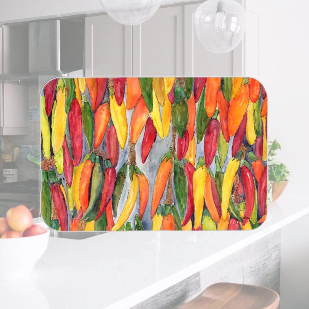 Picture of Carolines Treasures 8893LCB 15 X 12 In. Hot Peppers Glass Cutting Board Large Size