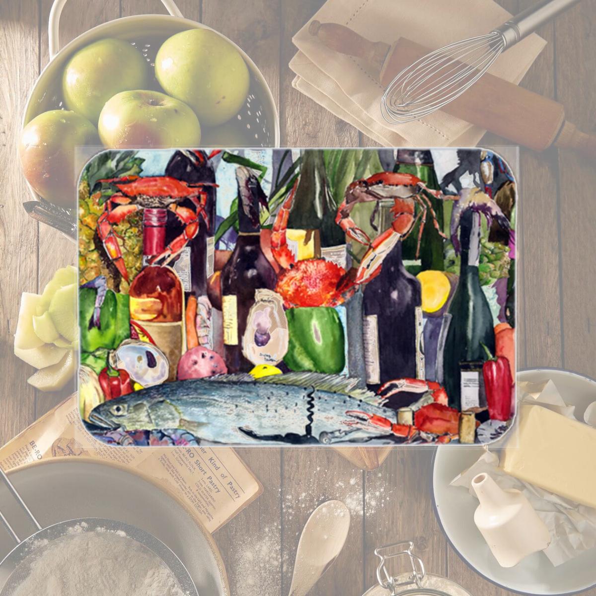 Picture of Carolines Treasures 8916LCB 15 X 12 In. Wine and Speckled Trout Glass Cutting Board Large Size