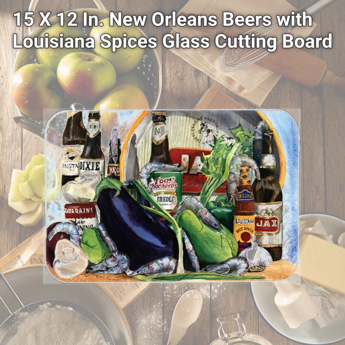 Picture of Carolines Treasures 1007LCB 15 X 12 In. New Orleans Beers with Louisiana Spices Glass Cutting Board