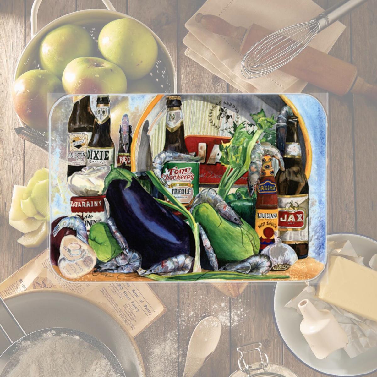 Picture of Carolines Treasures 1007LCB 15 X 12 In. New Orleans Beers with Louisiana Spices Glass Cutting Board