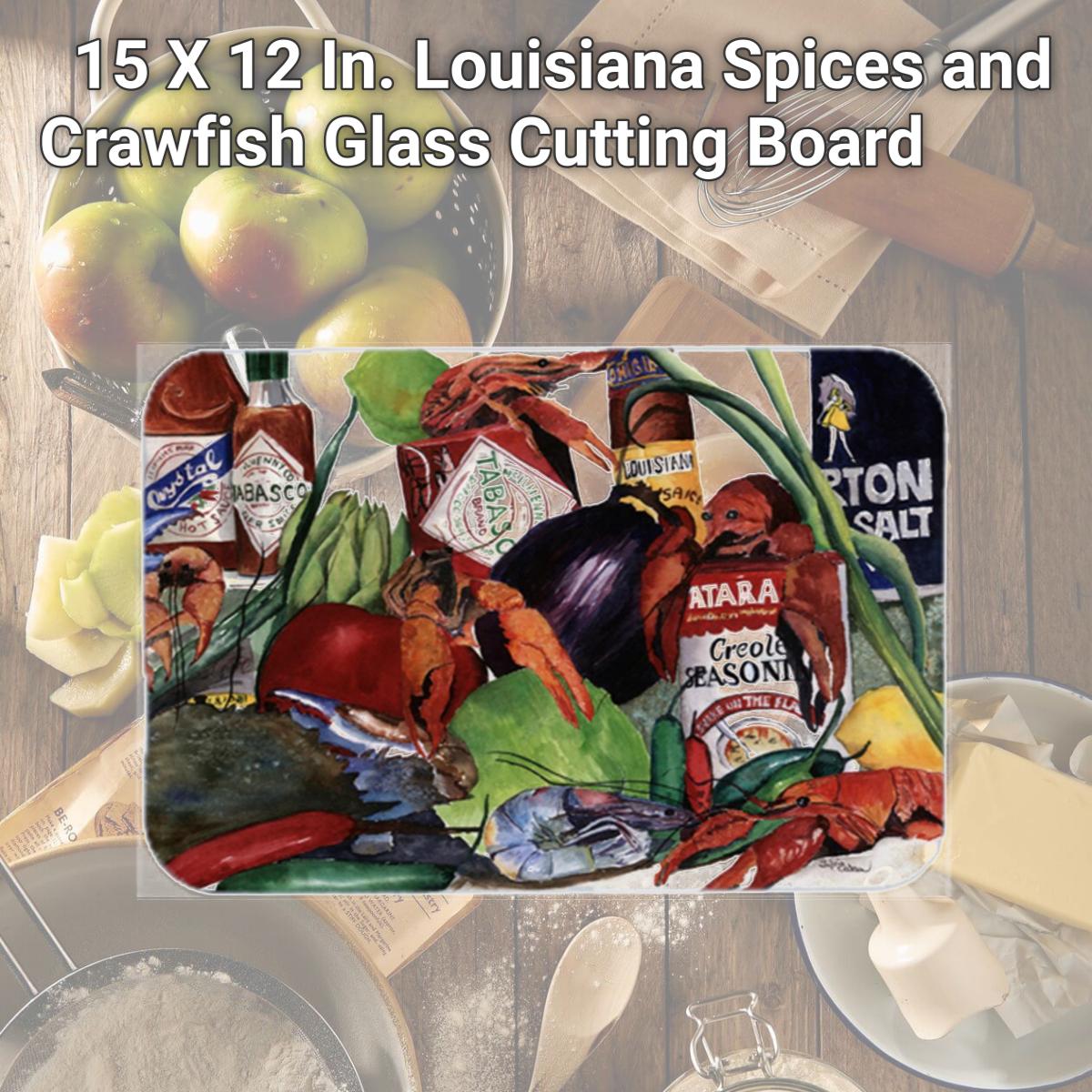 Picture of Carolines Treasures 8131LCB 15 X 12 In. Louisiana Spices and Crawfish Glass Cutting Board