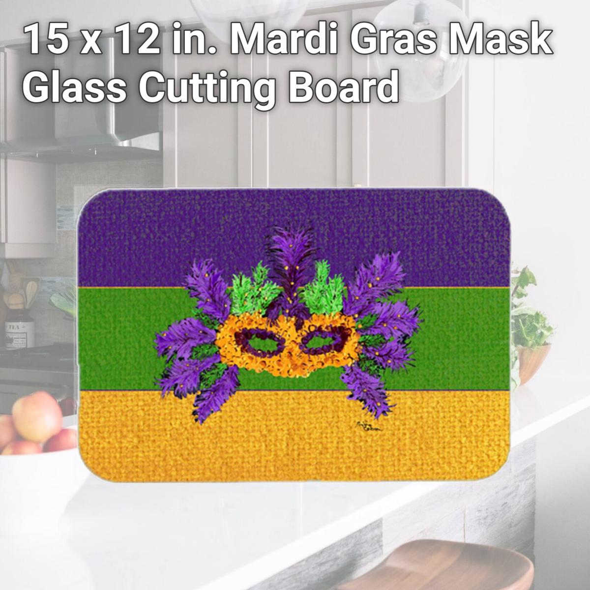 Picture of Carolines Treasures 8389LCB 15 x 12 in. Mardi Gras Mask Glass Cutting Board