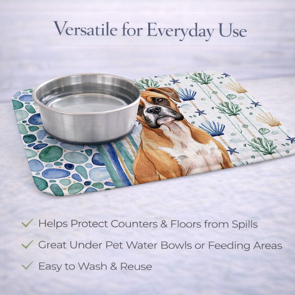 Picture of Carolines Treasures WDK6936DDM 21 x 14 in. Boxer Coastal Sea Glass Dish Drying Mat