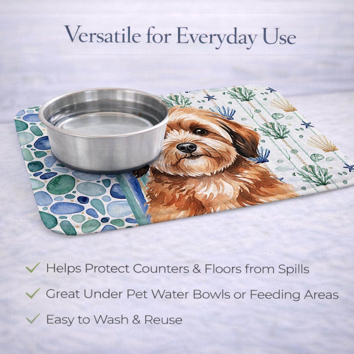 Picture of Carolines Treasures WDK7069DDM 21 x 14 in. Sable Havanese Coastal Sea Glass Dish Drying Mat