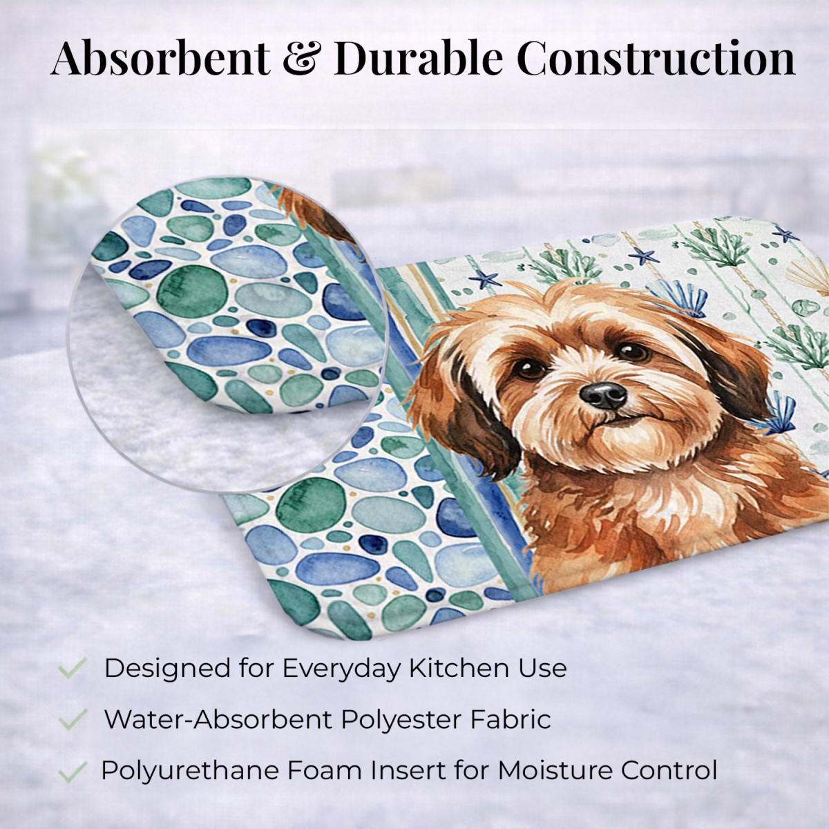 Picture of Carolines Treasures WDK7069DDM 21 x 14 in. Sable Havanese Coastal Sea Glass Dish Drying Mat
