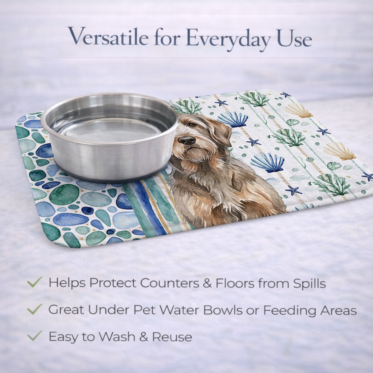 Picture of Carolines Treasures WDK7139DDM 21 x 14 in. Grizzle & Tan Otterhound Coastal Sea Glass Dish Drying Mat