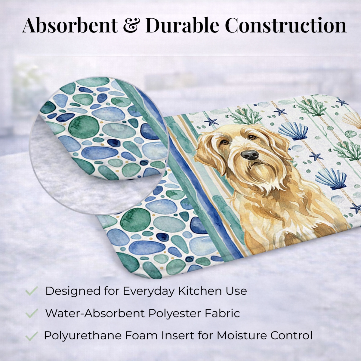 Picture of Carolines Treasures WDK7140DDM 21 x 14 in. Wheaten & Tan Otterhound Coastal Sea Glass Dish Drying Mat