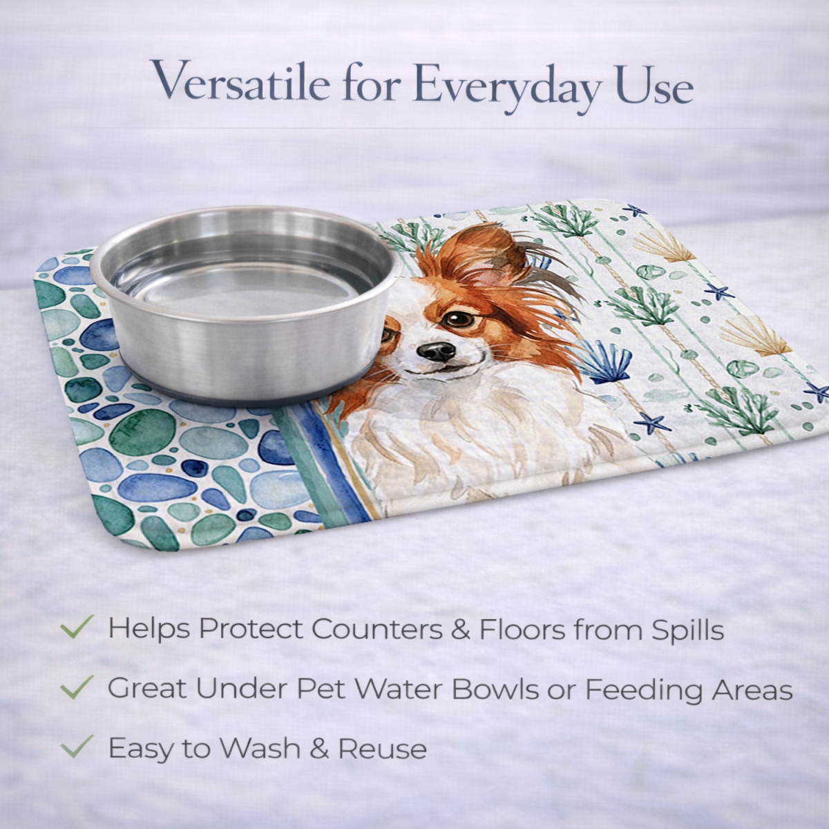 Picture of Carolines Treasures WDK7144DDM 21 x 14 in. White with Red Papillon Coastal Sea Glass Dish Drying Mat