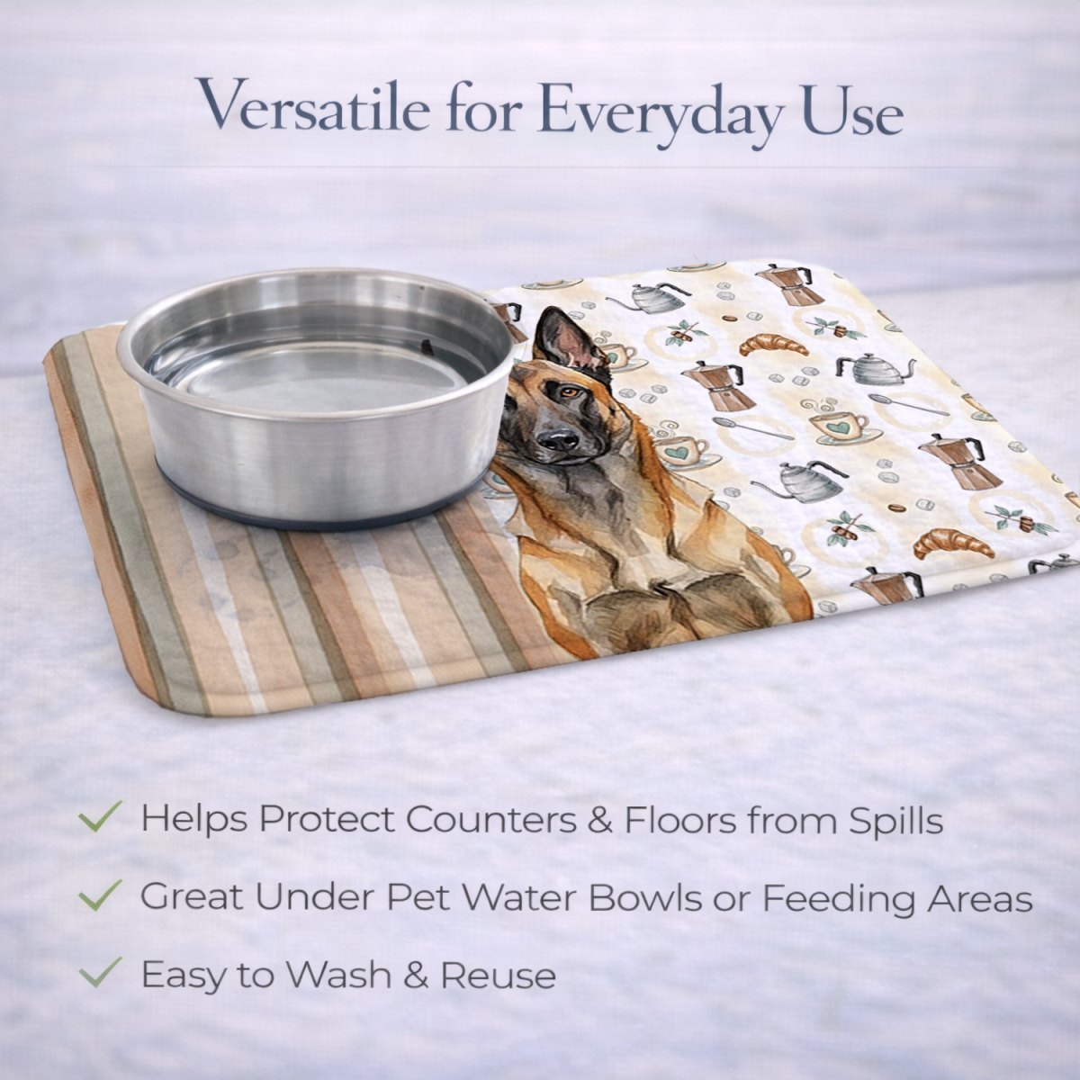 Picture of Carolines Treasures WDK7308DDM 21 x 14 in. Belgian Malinois Coffee Bar Dish Drying Mat