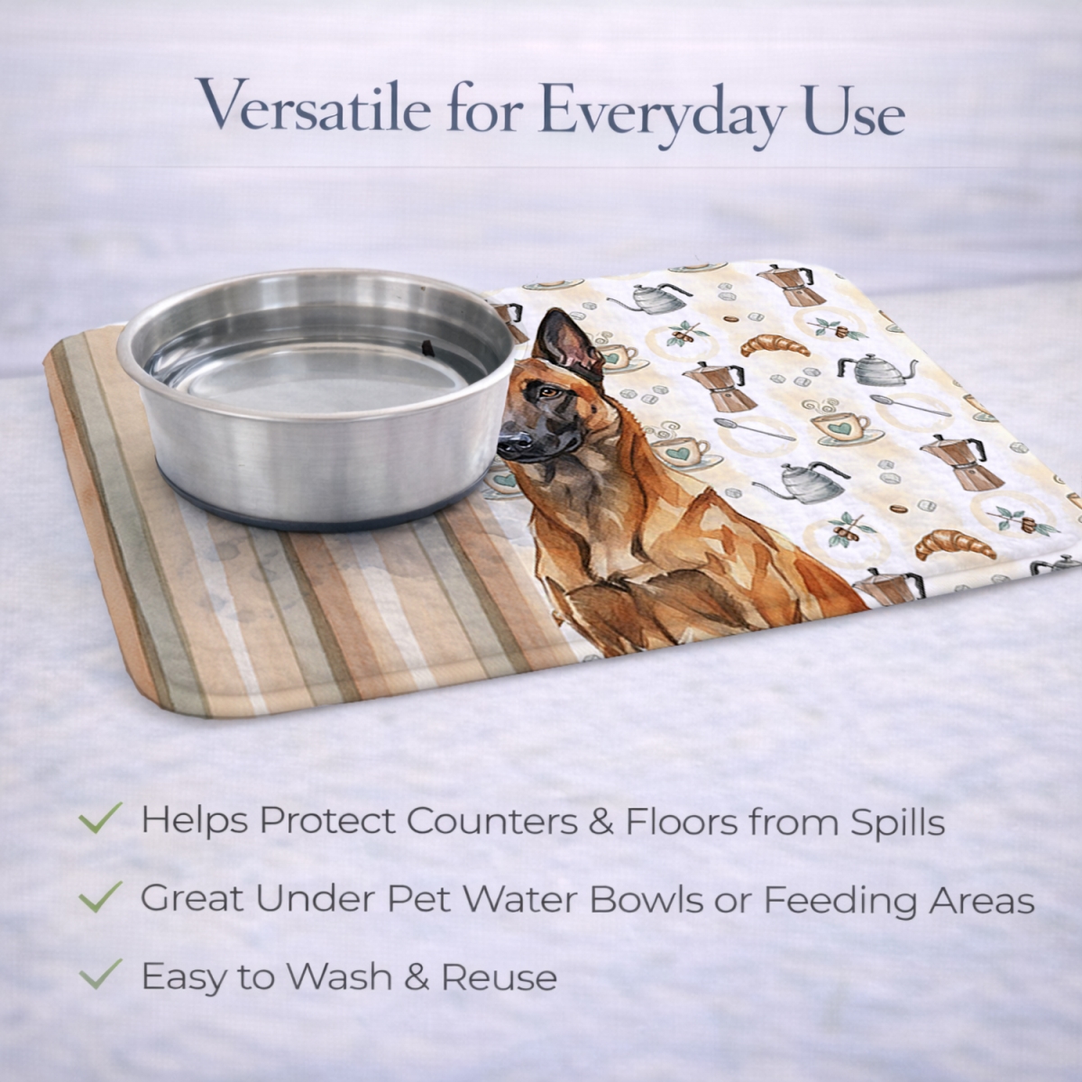 Picture of Carolines Treasures WDK7309DDM 21 x 14 in. Mahogany Belgian Malinois Coffee Bar Dish Drying Mat
