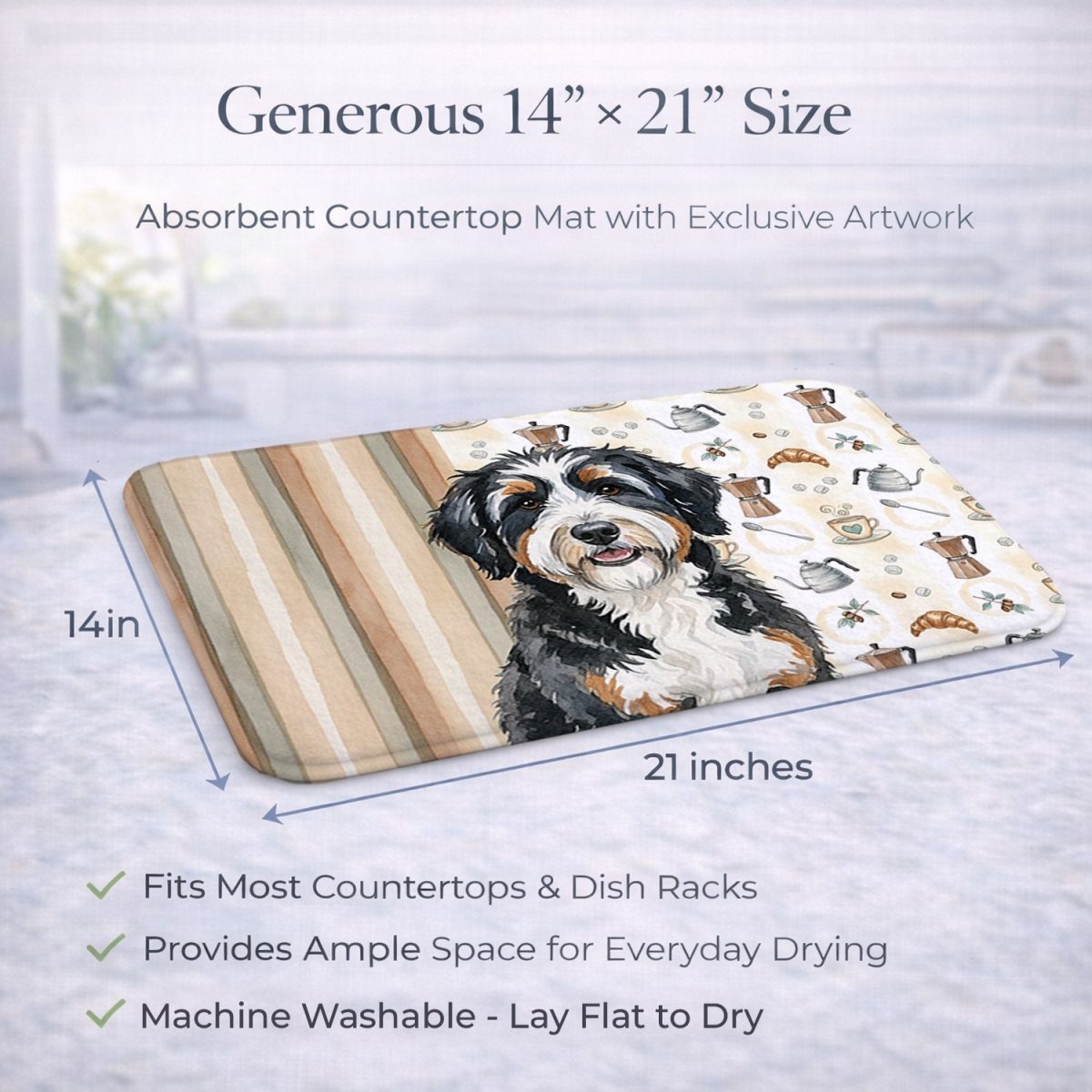 Picture of Carolines Treasures WDK7312DDM 21 x 14 in. Berndoodle Coffee Bar Dish Drying Mat