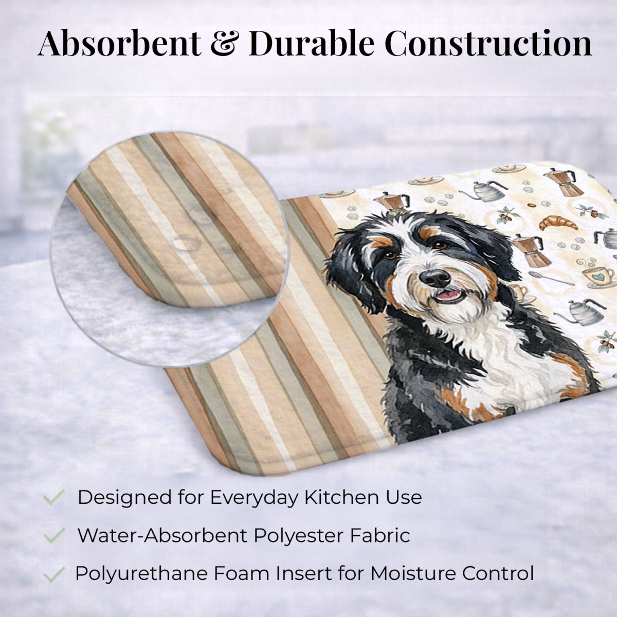 Picture of Carolines Treasures WDK7312DDM 21 x 14 in. Berndoodle Coffee Bar Dish Drying Mat