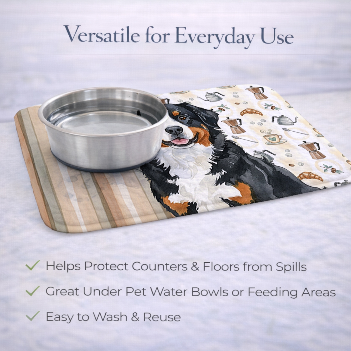 Picture of Carolines Treasures WDK7313DDM 21 x 14 in. Bernese Mountain Dog Coffee Bar Dish Drying Mat