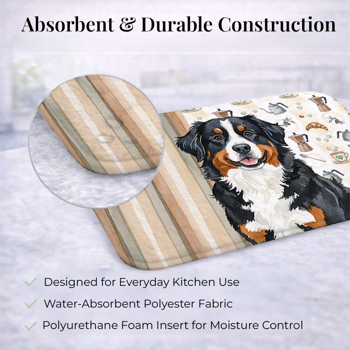 Picture of Carolines Treasures WDK7313DDM 21 x 14 in. Bernese Mountain Dog Coffee Bar Dish Drying Mat